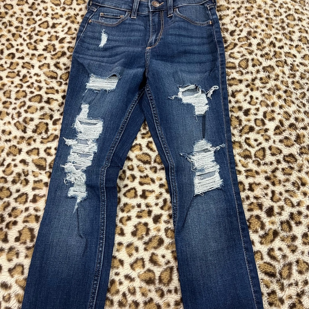 Hollister Dark Blue Distressed Skinny Jeans